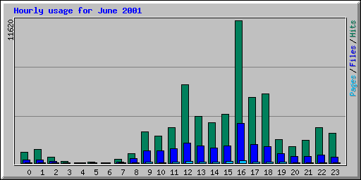Hourly usage for June 2001